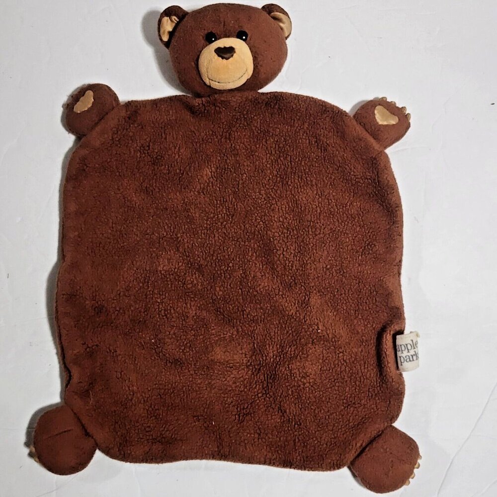 Apple Park Bear Baby Plush Security Blanket Lovey 13"x10"